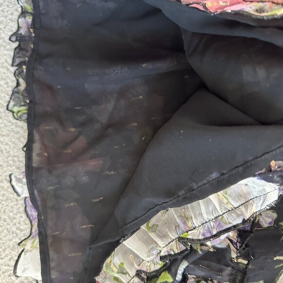 River island Paisley Ruffle Tiered Gold Metallic Accent Deep V - Picture 12 of 16